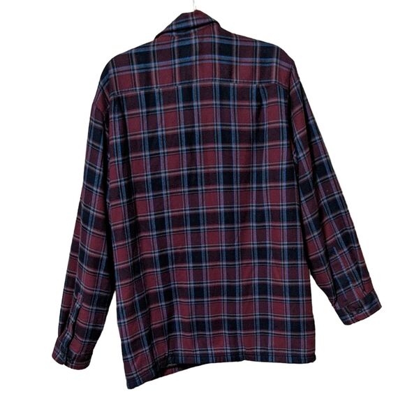 L.L. Bean traditional fit plaid Fleece-Lined Flannel Shirt shacket Cotton L-Reg - Picture 2 of 9